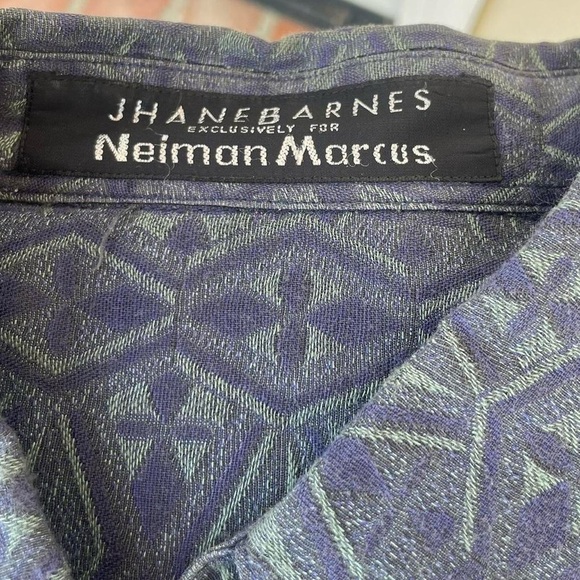 Vintage Jhane Barnes Shirt blue Pattern Button Down 90's Men's - Picture 6 of 7